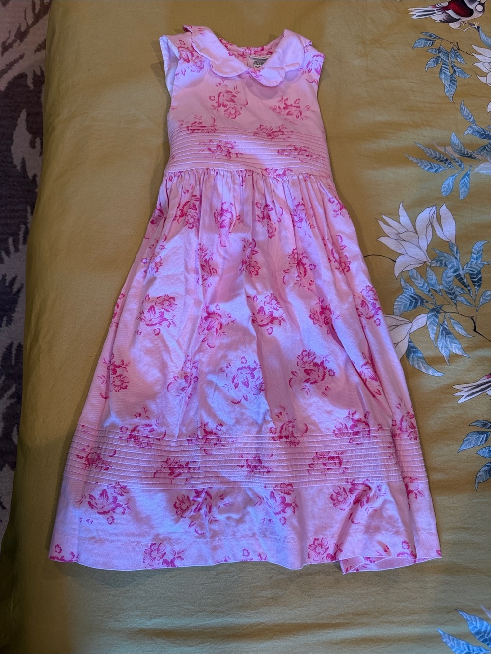 Laura Ashley Pink Floral Peter-Pan Collar Cotton Girls Dress